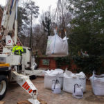 Sacks of mulch and gravel